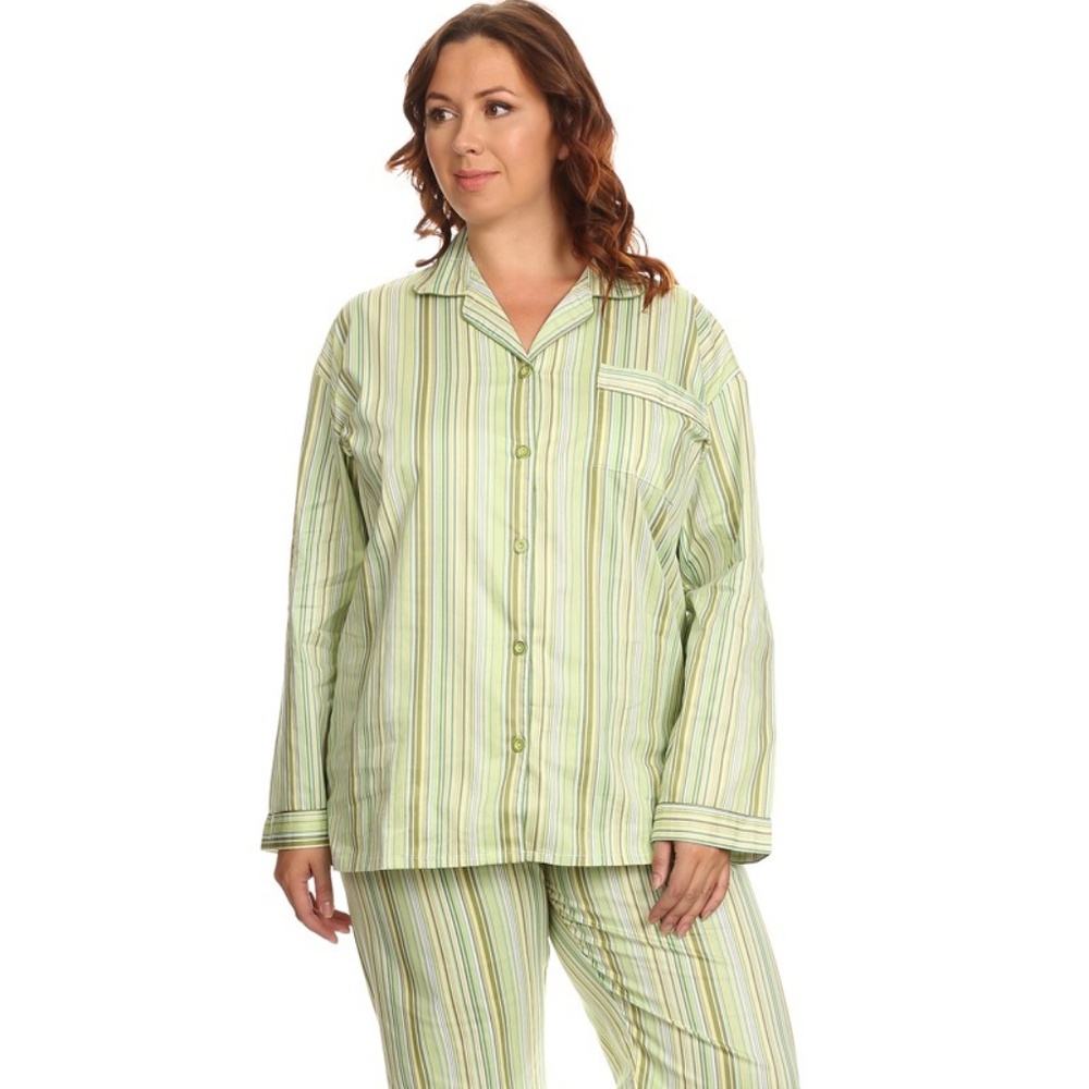 100% COTTON PAJAMAS IN GREEN STRIPES